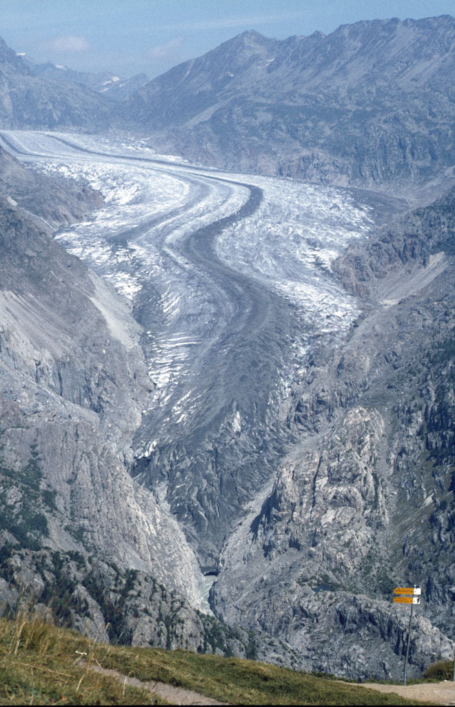 Gletscherzunge des Aletschgletschers, aufgenommen im Sommer 1981