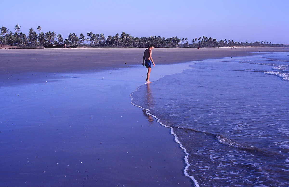 Baga Beach in Goa. Aufnahme: November 1988 (Bild voma Dia).