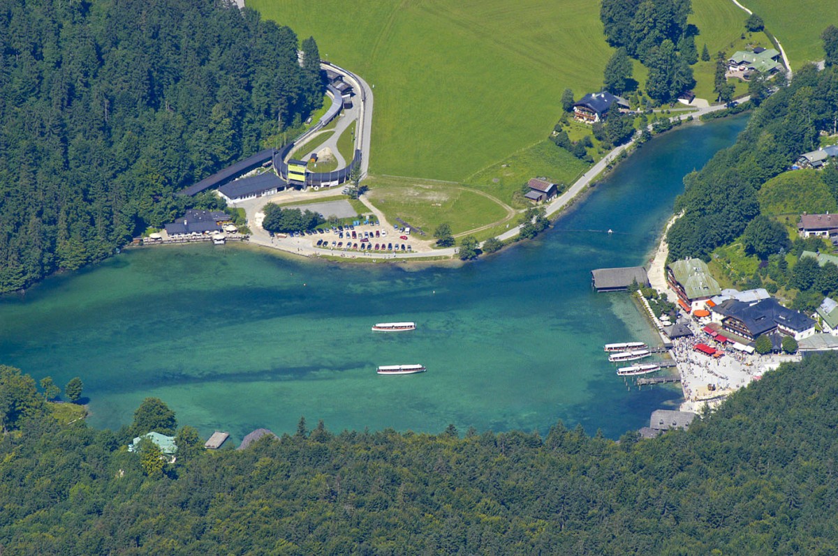Blick auf Königssee vom Jenner im Berchtesgadener Land. Aufnahme: Juli 2008