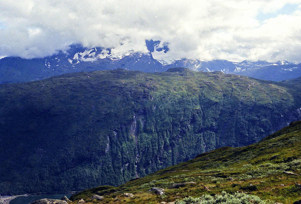 Blick von Narvikfjellet in nordöstlicher Richtung. Aufnahme: Juli 1985 (digitalisiertes Negativfoto).