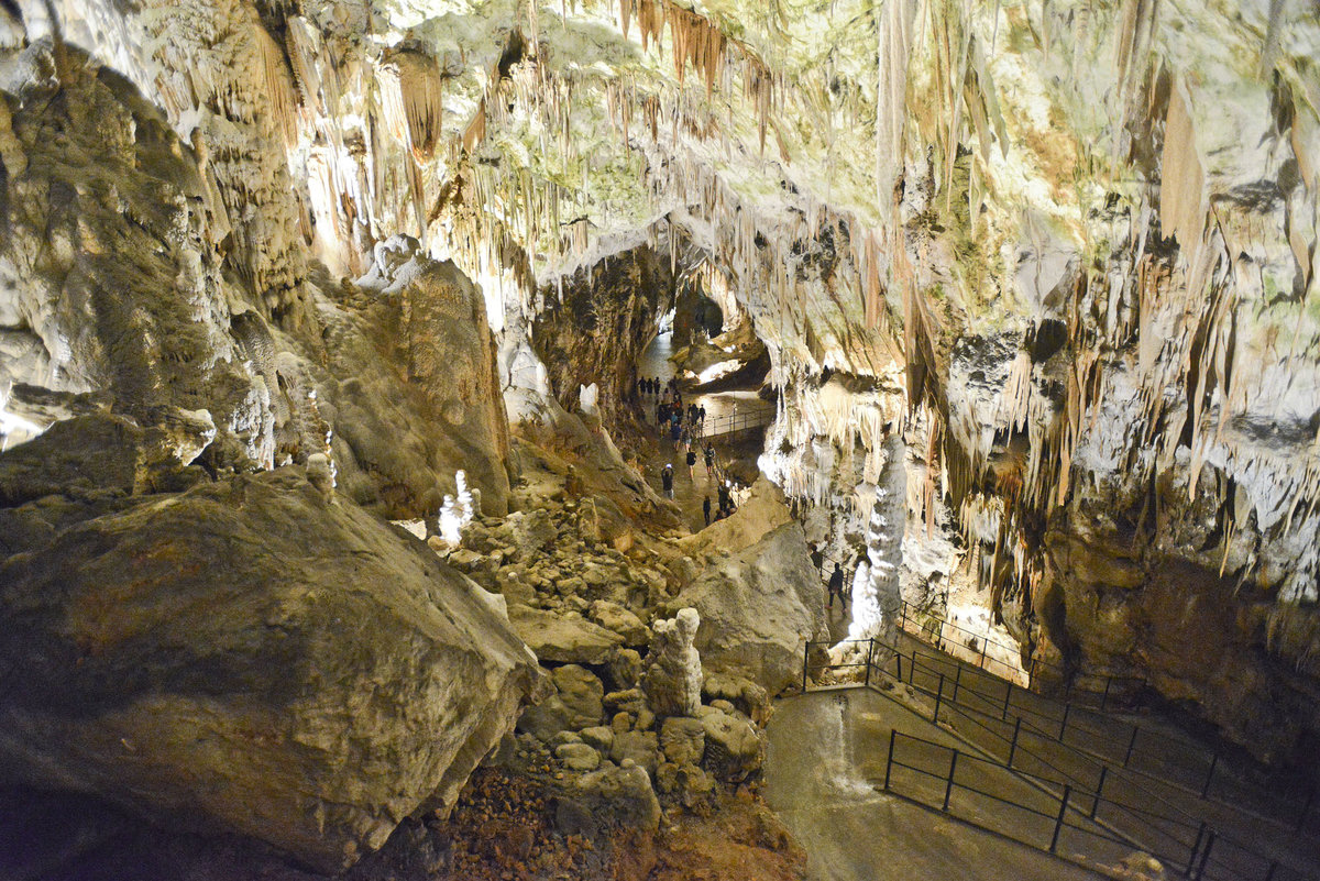 Die Postojna-Höhle im Südwesten Sloweniens ist die zweitgrößte für Besucher erschlossene Tropfsteinhöhle der Welt und die meistbesuchte in ganz Europa. Aufnahme: 27. Juli 2016.