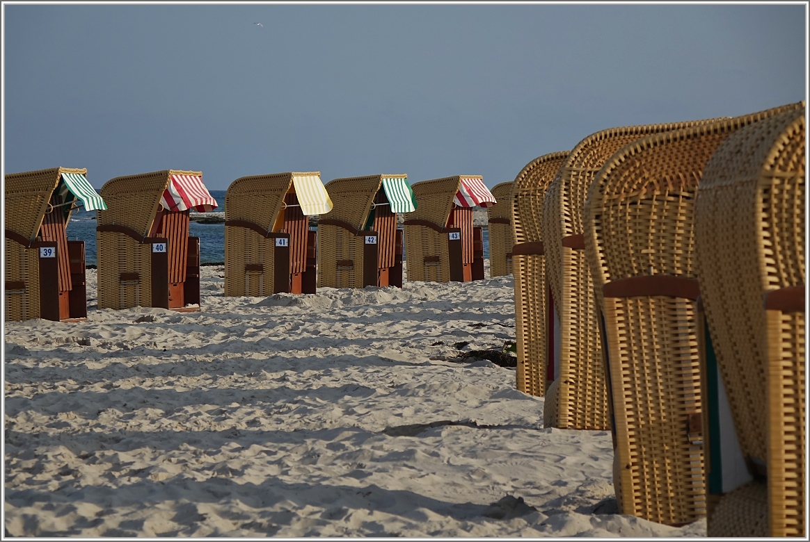 Die Strandkörbe am Strand bei Wustrow warten auf ihre Gäste
(25.09.2017)