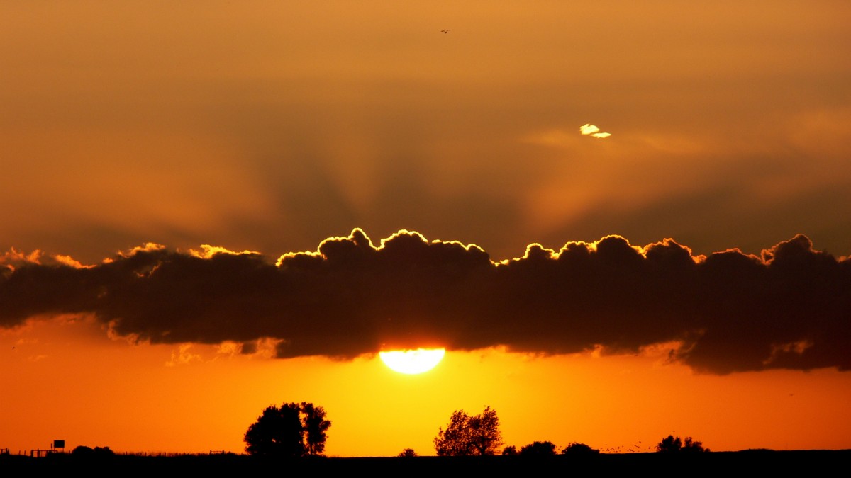 Sonnenuntergang am 01.07.2012 über dem Langwardergroden von Fedderwardersiel aus gesehen