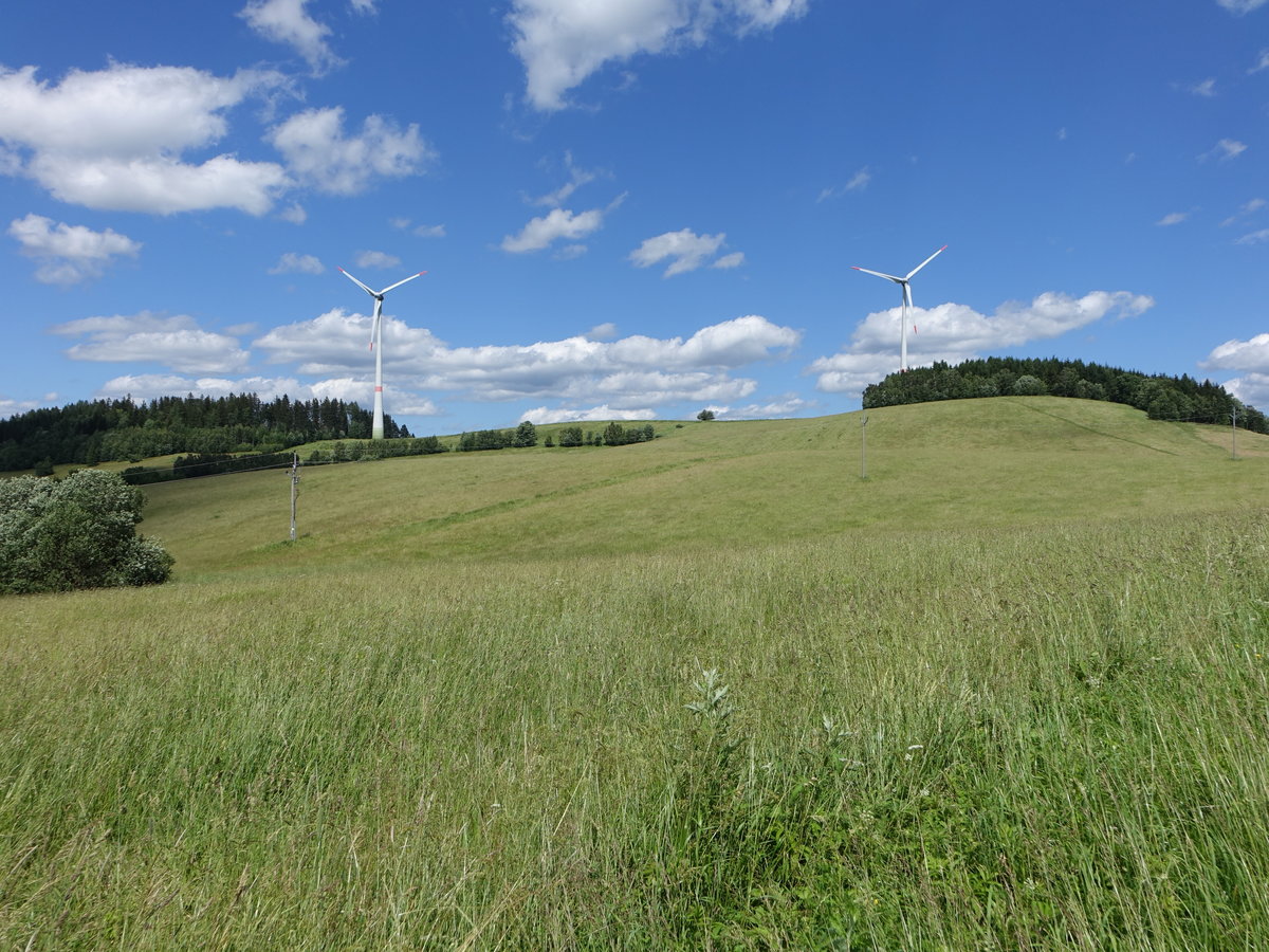 Windräder bei Koprivna im Hannsdorfer Bergland, Mittelmähren (29.06.2020)