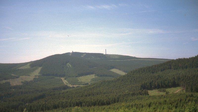 Blick aus der Brockenbahn zum Wurmberg, dig. Dia 1992