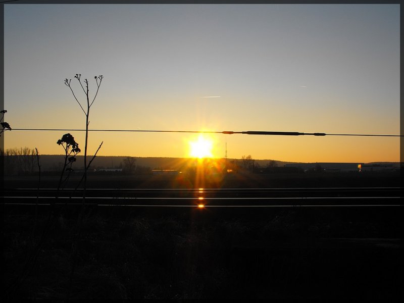 Sonnenuntergang an der KBS 820 N�rnberg-Bamberg. 