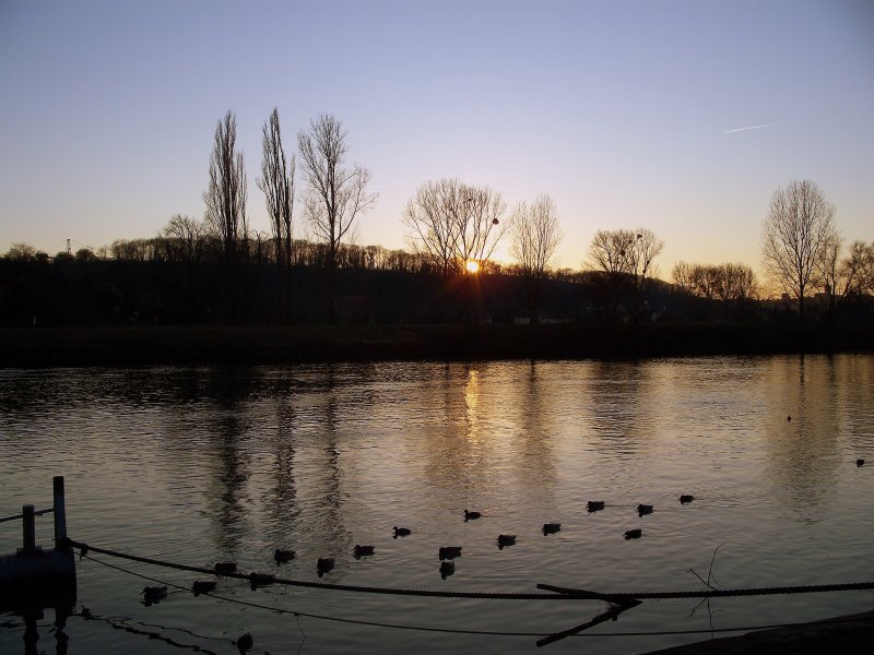 Sonnenuntergang ber dem Neckar bei Bad-Friedrichshall Jagstfeld.