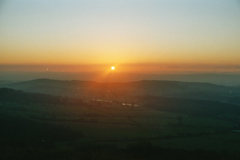 Sonnenuntergang ber den Hgeln von Malvern