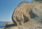 Moler-Formation in einem Steilküstenabschnitt auf der Insel Fur (vom Analogfoto). Aufnahme: Juli 2003.