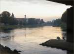 Am Morgen unter der Brcke, Donau in Ulm