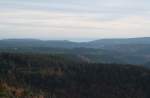 Sdharz, Hainleite und Thringer Wald; Blick von den Hahnenkleeklippen am spten Nachmittag des 18.10.2012 Richtung Sden.