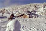 Schutzhtte Nammalakuru in der Palastunturi in der Nhe von Muonio an der finnisch-schwedischen Grenze im Mrz 1994, einen schneereichen Winter in diesen Gebiet.