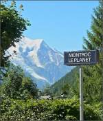 Aussicht auf den Mont Blanc und den Glacier des Bossons von Montroc Le Planet aus.