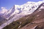 Blick auf Glaciers d'Envers de Balitière von Aiguille du Midi in den französichen Alpen. Aufnahme: Juli 1986 (digitalisiertes Negativfoto).