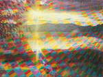  See am Abend , Öl, Sand auf überklebter Leinwand, 1996, 120 x 160 cm; nach einem Foto gemalt, das ich in Buckow in der Märkischen Schweiz kurz vor Sonnenuntergang am Ufer des Schermützelsees aufgenommen habe...