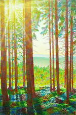  Sonne.Wald.Berge ; Waldstimmung im Oberharz; Öl auf Baumwolle, 2004, 120 x 80 cm