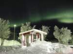 Ein Polarlicht am 29.01.2003 ber der Bungalowsiedlung in Bjrkliden / Schweden; 6824'nB, 01841'oL