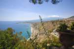 Das Mittelmeer bei Taormina (Sizilien). Aufnahmedatum: 28. Juni 2013.