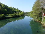 Dobra Fluss bei Karlovac. Typisch für die Dobra wie auch für andere Karstflüsse ist ihr klares, smaragdgrün schimmerndes Wasser (01.05.2017)
