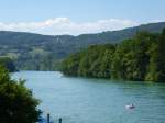 Blick vom Stdtchen Kaiserstuhl/Schweiz auf den Rhein und das deutsche Ufer, Juli 2013