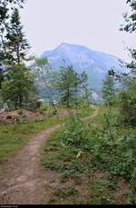 Blick vom Ort Reichenau (Gemeinde Tamins) im Kanton Graubünden (CH) Richtung Kunkelspass.