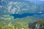 Bohinjsee in Slowenien vom Berg Vogel aus gesehen. Aufnahme: 2. August 2016.