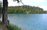 Bleder See (slowenisch: Blejsko jezero) in Bled. Aufnahme: 1. August 2016.
