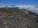Blick vom 1922 m hoch liegenden Pico Nambroque auf die wolkenverhangene Ostkste von La Palma im September 2013.