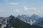 Oberallg�u Alpenpanorama vom 1987 Meter hohen Aggenstein aus gesehen (I) am 19.8.2009. Bei genauem Hinsehen sieht man auch die Zugspitze...
