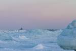 Bizarre Eislandschaft vor Bansin mit Blick in Richtung Seebr�cke Heringsdorf. ...