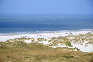 Aussicht vom Leuchtturm auf Amrum in Richtung Kniepsand und Nordsee.