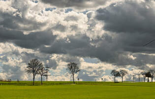 Eifelwetter mit tiefen Wolken bei Euskirchen-Billig - 22.03.2025