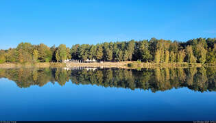 Spiegelbild: am Heidesee in Halle (Saale).