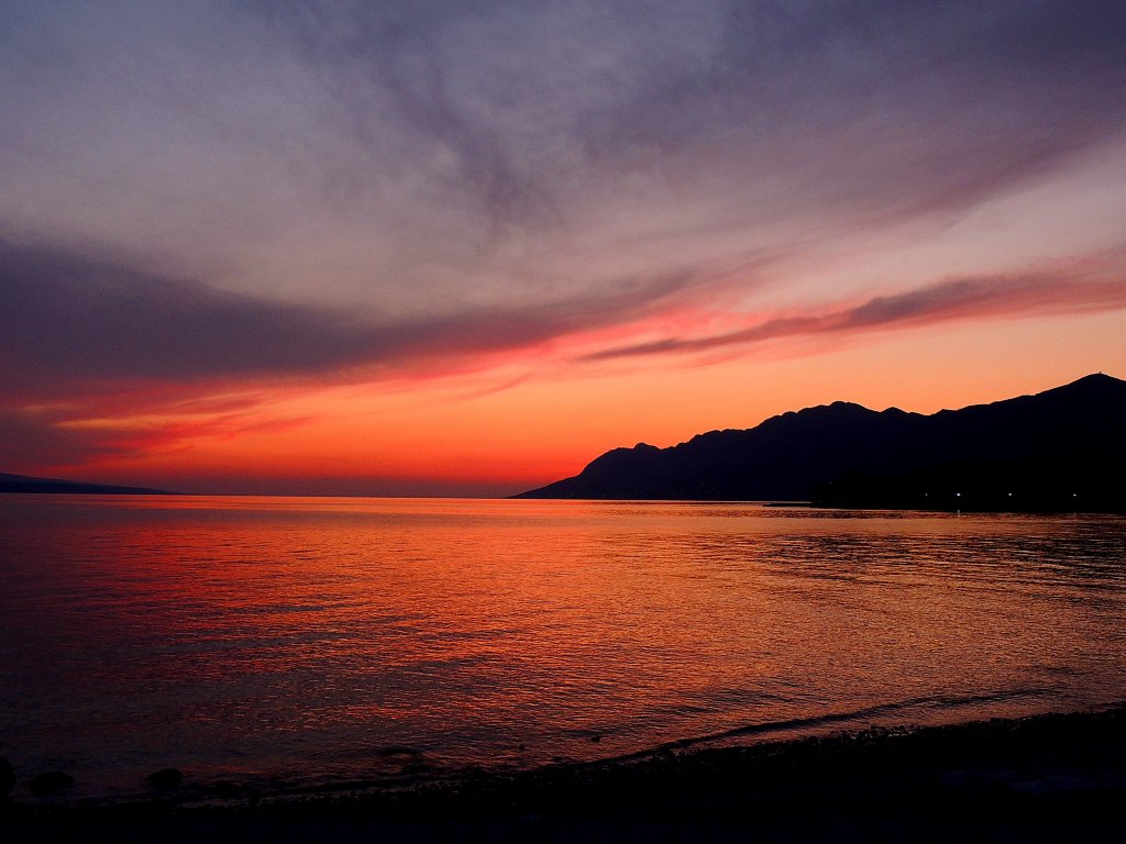 Abendrot am Strand von Brela(Kroatien); 130423