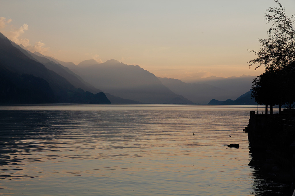 Abendstimmung am Brienzersee mit Blick in Richtung Westen. Brienz, 23. Sept. 2010, 18:58