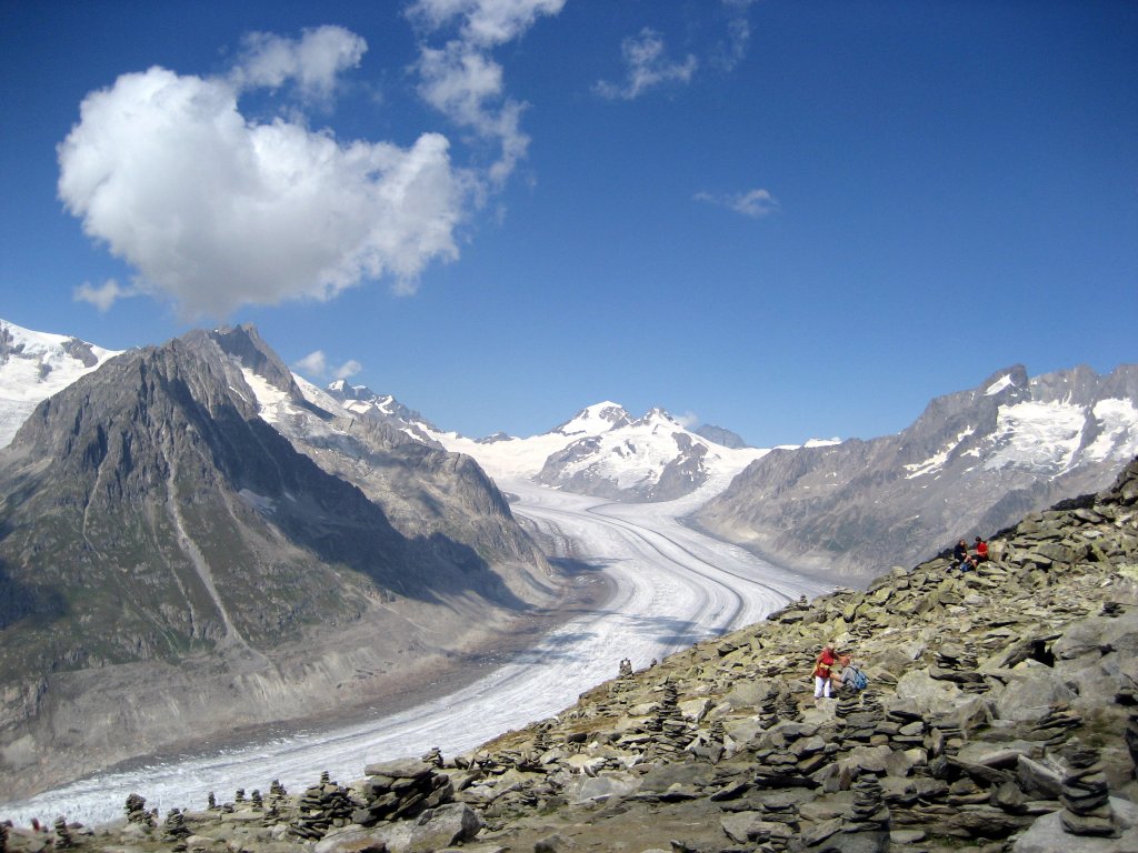 Aletschgletscher 2009
Blick vom Eggishorn auf den Grossen Aletschgletscher, der mit seinen rund 23 Kilometern Lnge der grsste und lngste Gletscher der Alpen ist.