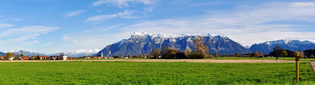 Alpenblick von Ainring Obb. nach Sden. Links sterreich Richtung Hallein und rechts Berchtesgadener Land - 25.04.2012