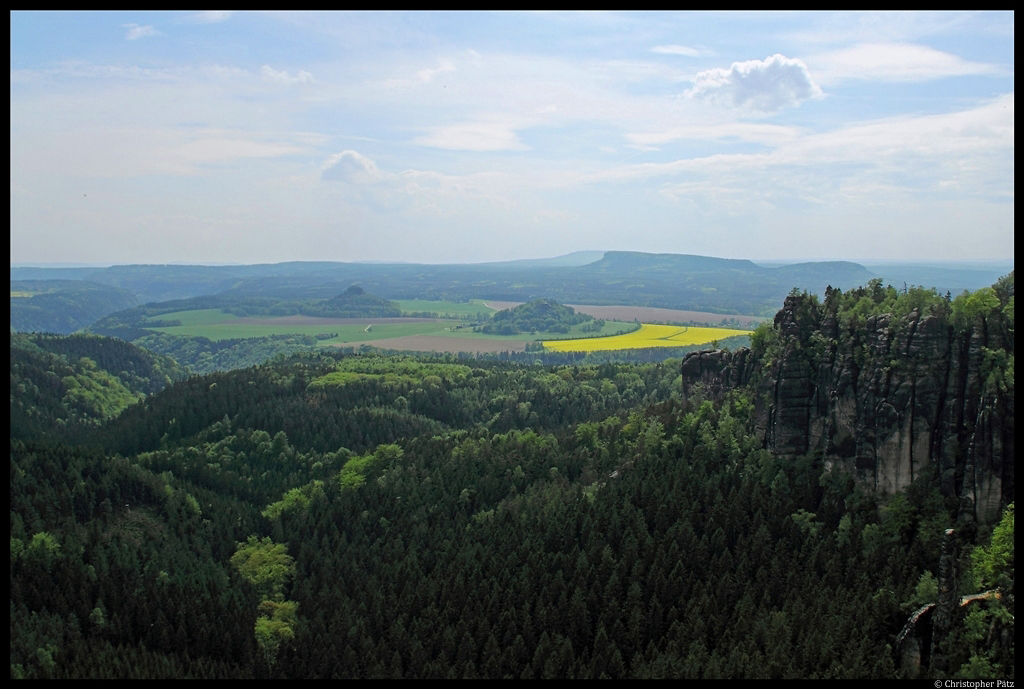 Blick auf Zirkelstein und Kaiserkrone in der Schsischen Schweiz. (9.5.2012)