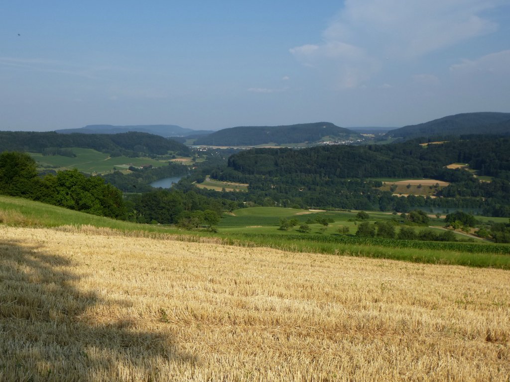Blick von den Auslufern des sdlichen Schwarzwaldes auf die Landschaft am Hochrhein, Juli 2013