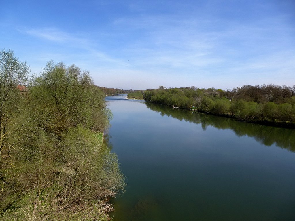 Blick von der Brcke bei Neuenburg auf den Altrhein fluabwrts, April 2013