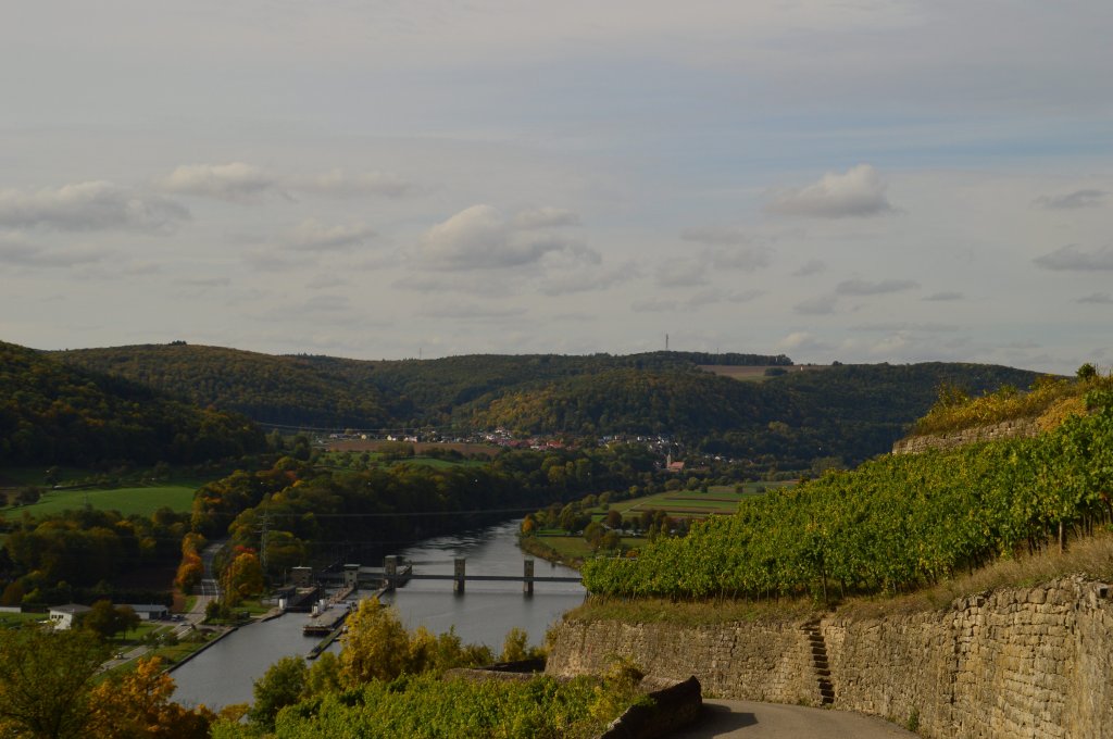 Blick  von der Burg Hornberg auf das Neckartal bei Neckarzimmern. 13.10.2012