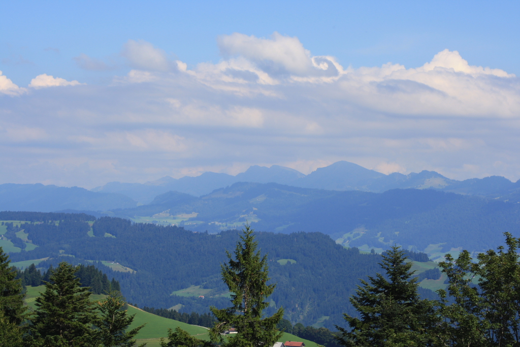 Blick von dem Berg  Pfnder  bei Bregenz am Bodensee auf die Alpen (07.08.10)

