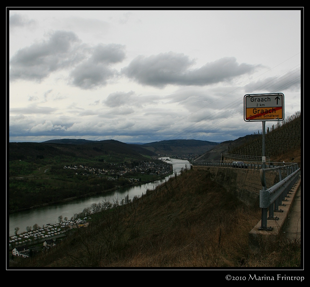 Blick von Graach-Schferei (300 m ber NHN) auf die Mittelmosel in Rheinland-Pfalz, Deutschland.