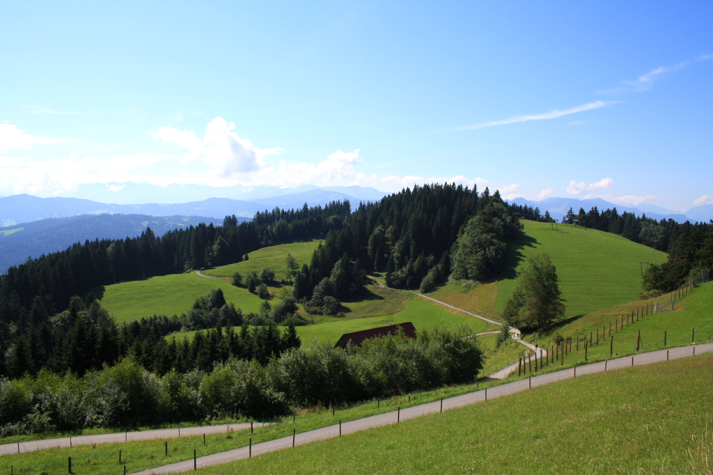 Blick von der Pfnderspitze (am Bodensee)auf Berge (07.08.10)