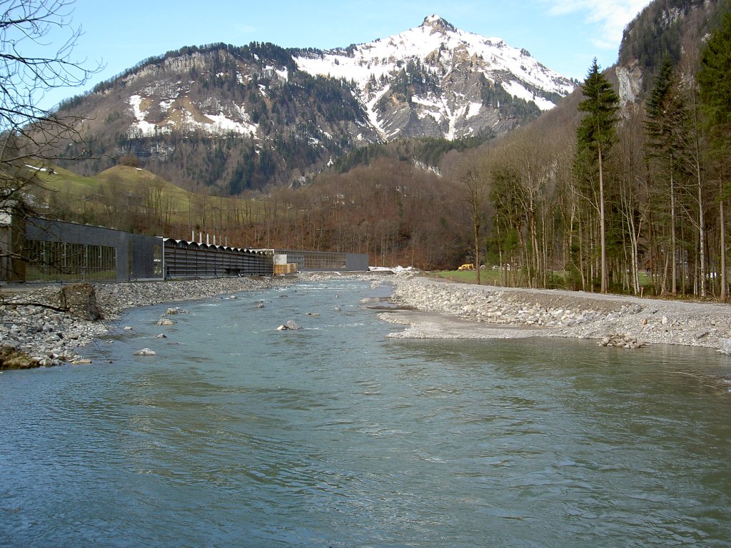 Bregenzer Ache und Damlser Mittagsspitze bei Reuthe im Begrenzerwald (14.04.2013)