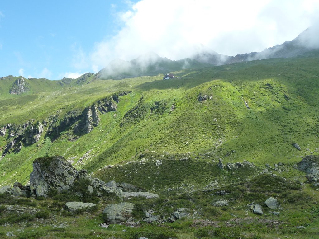 Der Blick auf den Ahorn, zu sehen ist die Edelhtte. Aufgenommen am 08.08.12.