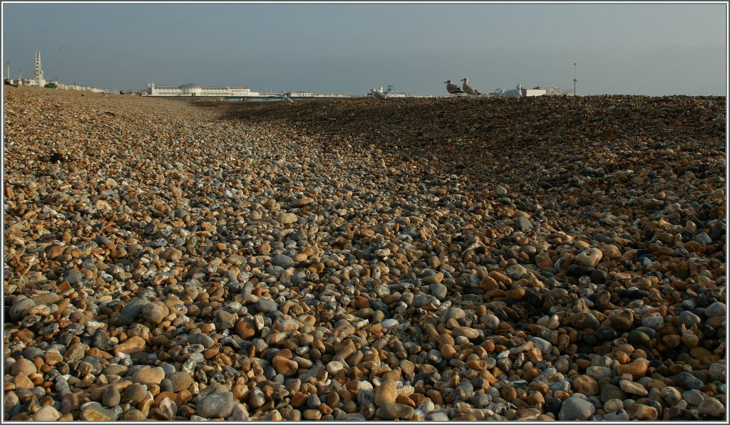 Der Kieselsteinstrand in Brighton.15. Nov. 2012