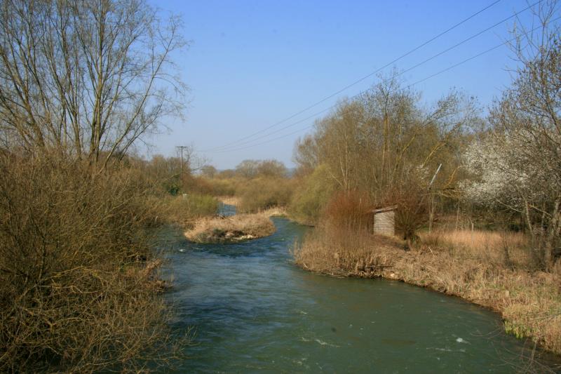 Dichte Auenwlder mit vielen Inseln sind charakteristisch fr den Abschnitt der Meuse zwischen Verdun und Sedan. Der Schiffsverkehr verluft in diesem Bereich ber den parallel verlaufenden Canal de la Meuse; 25.03.2012