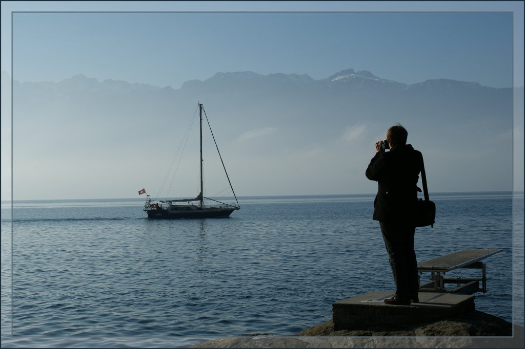 Die Fotografin und ihr Motiv.
Lac Lman, 29.10.2010 