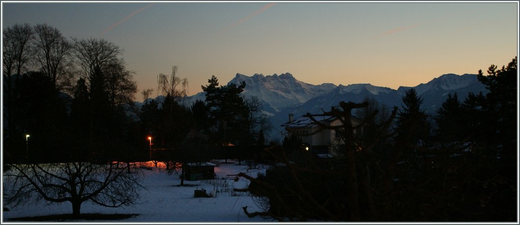 Ein Blick auf die Dents-de Midi am spten Nachmittag des 26. Dezembers 2011. 
